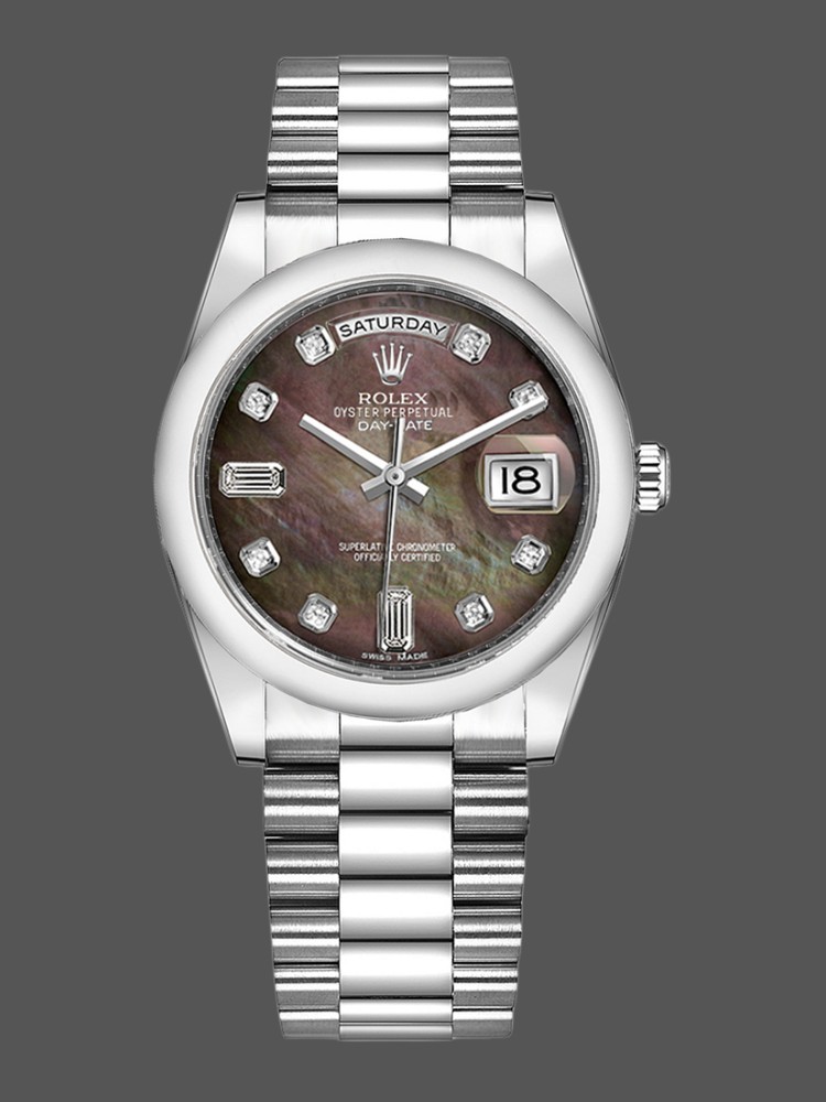 Rolex Day Date 118206 Mother of Pearl Black Dial 36mm Unisex Replica Watch